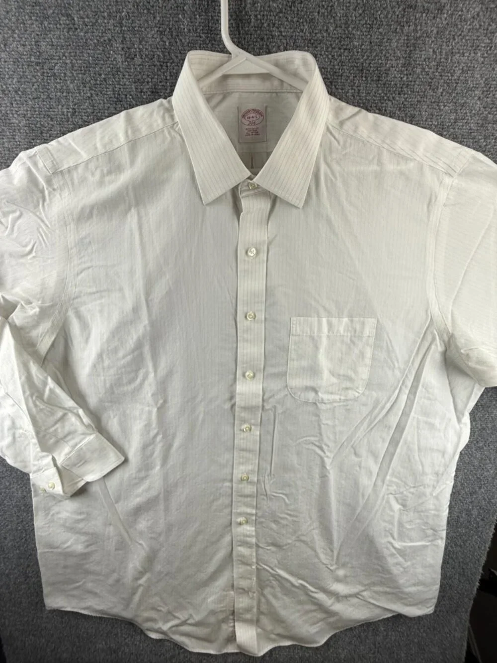 Brooks Brothers Cotton Non-Iron Gray 18 4/5 Striped Pocket Shirt Business ****